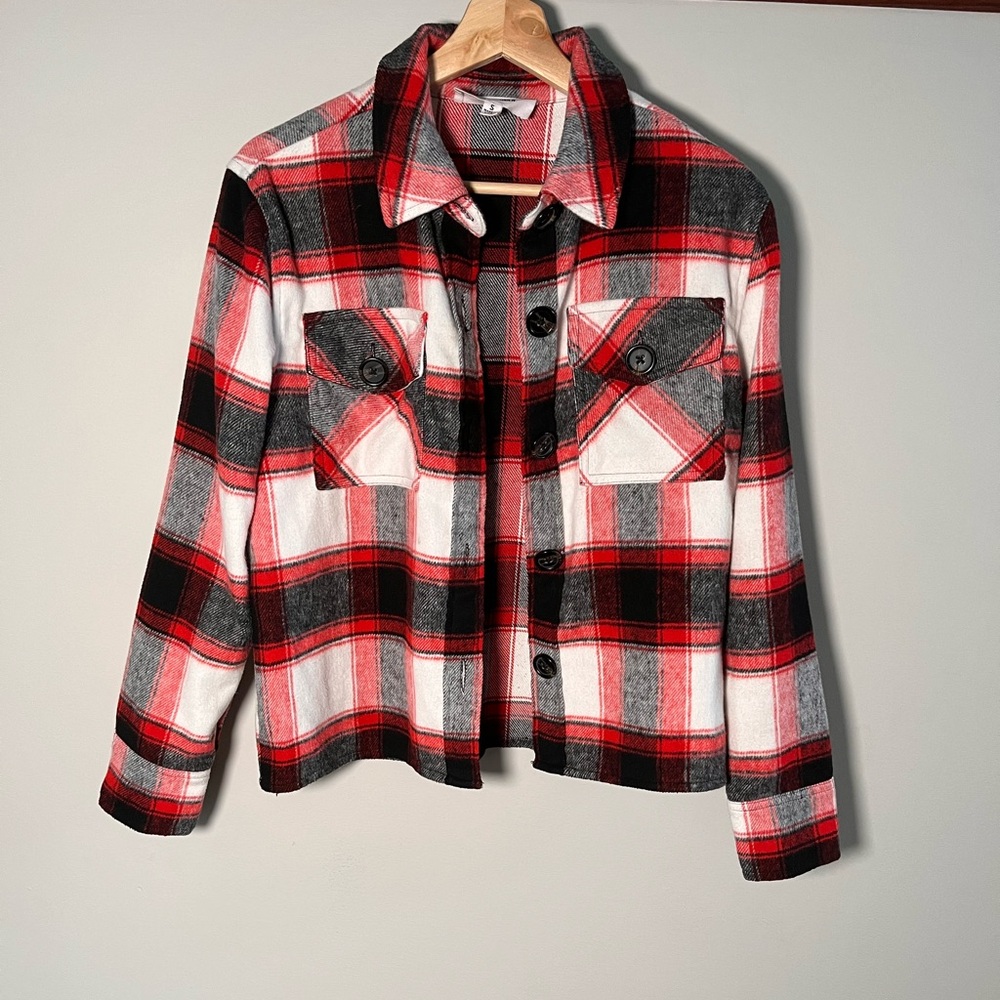 BB Dakota Steve Madden Red Plaid Shacket‎ Flannel Shirt Jacket CL42549W Womens S